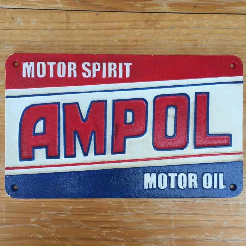 Ampol Motor Spirit Motor Oil 37cm Cast Iron Sign
