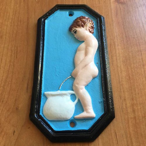 Cast iron boy & girl bathroom signs Blue
