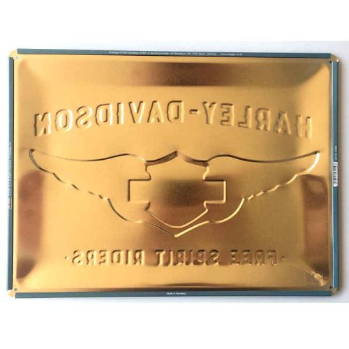 Harley Davidson Logo Blue Embossed Sign