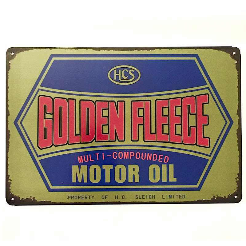 GOLDEN FLEECE MOTOR OIL TIN SIGN DUO  20 x 30cm 