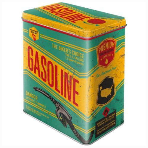 Gasoline Embossed Large Storage Tin 3ltr Nostalgic Art Kidscollections