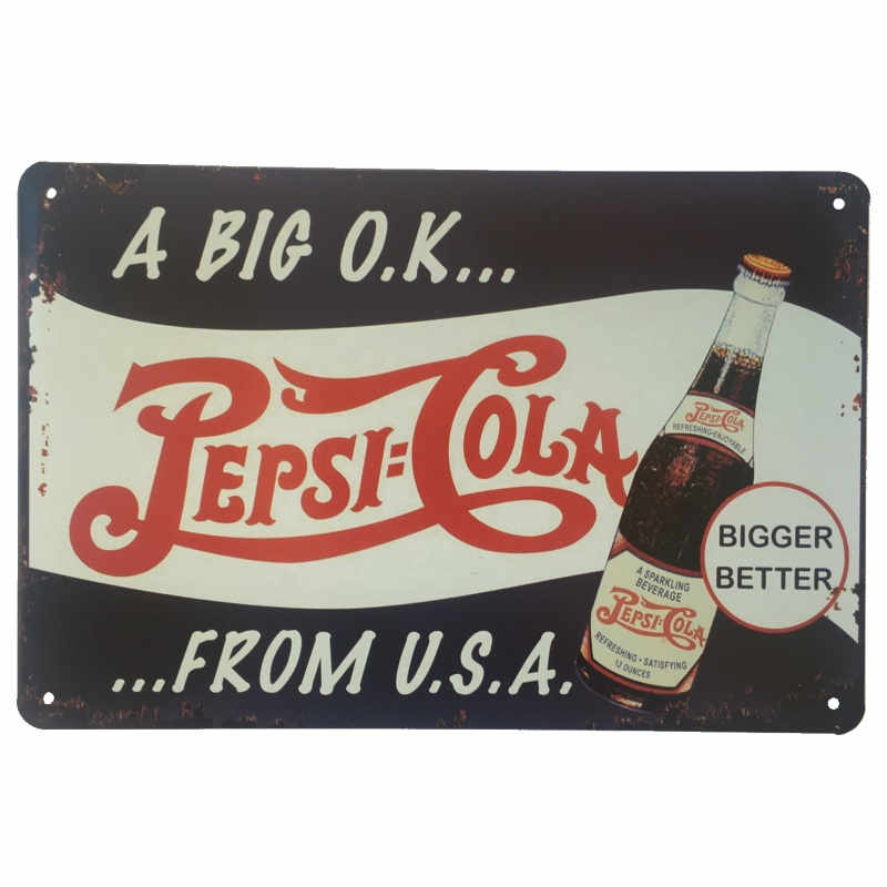 Pepsi Cola Tin Sign Wall Plaque Kidscollections