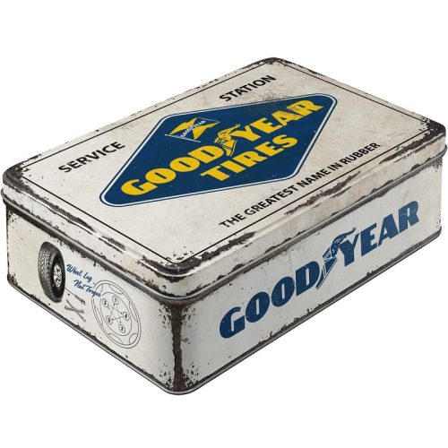 Goodyear Logo White Embossed Tin