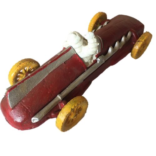 Cast Iron Michelin Man Red Car