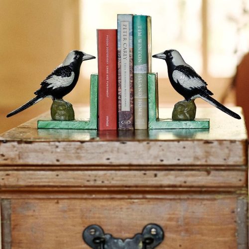 Cast Iron Magpie Bookends