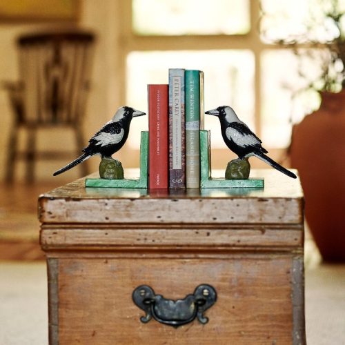 Cast Iron Magpie Bookends