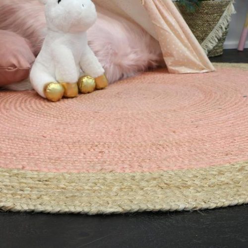 Hampton Pink Centre Jute Round Rug