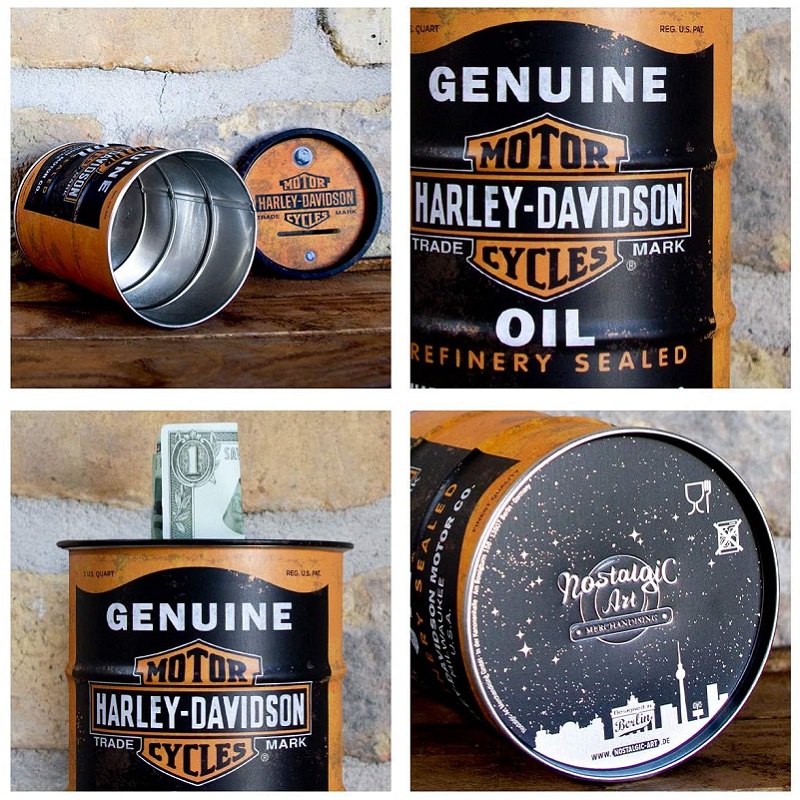 Harley Davidson Genuine Oil Barrel Money Box - Kidscollections