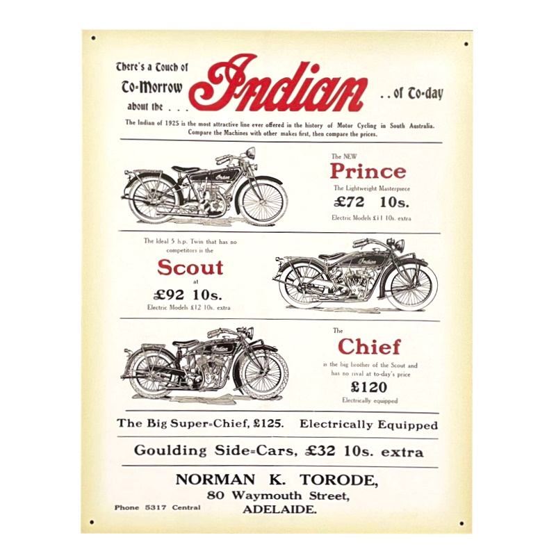 Indian Motorcycle Ad Sign