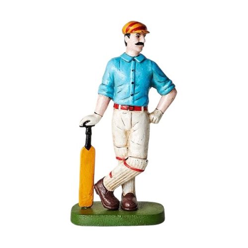 Cast Iron Cricketer Doorstop Blue