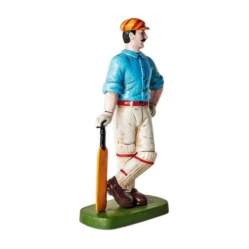 Cast Iron Cricketer Doorstop Blue