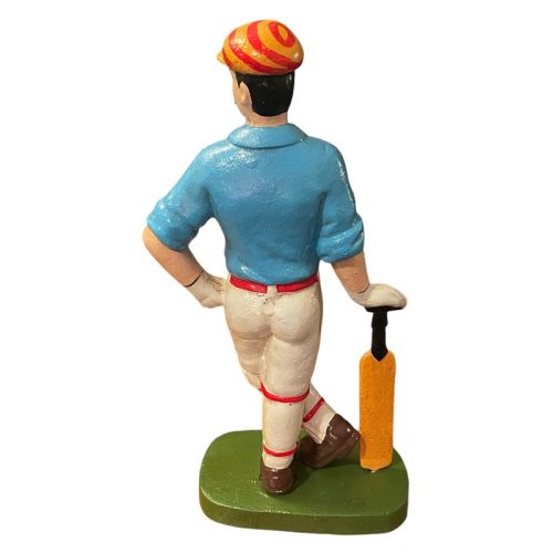 Cast Iron Cricketer Doorstop Blue