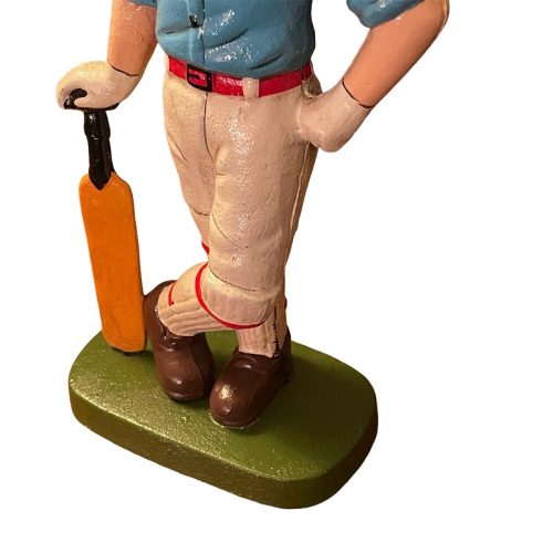 Cast Iron Cricketer Doorstop Blue