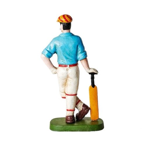 Cast Iron Cricketer Doorstop Blue