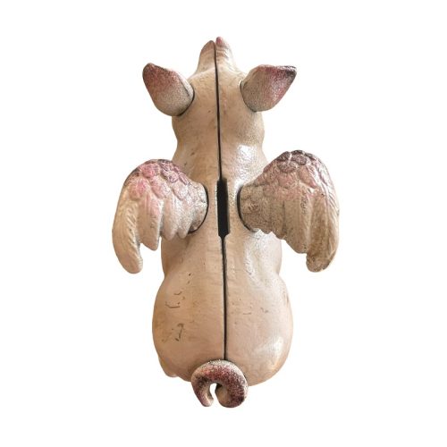 Cast Iron Flying Pig Bank Pink