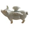 Cast Iron Flying Pig Bank White