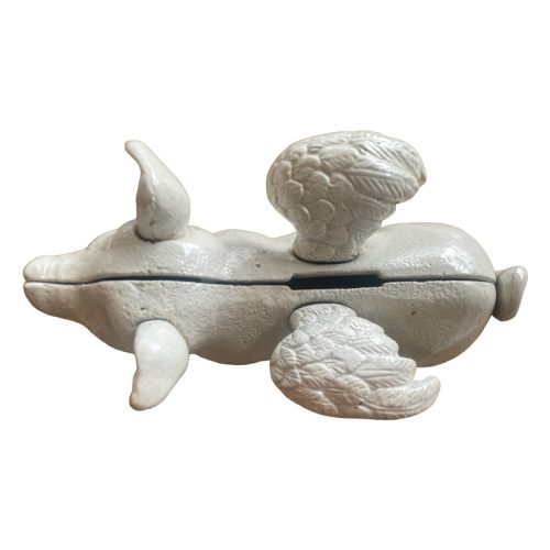 Cast Iron Flying Pig Bank White
