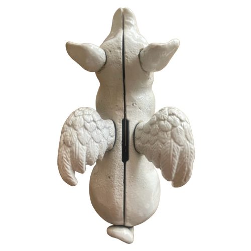 Cast Iron Flying Pig Bank White