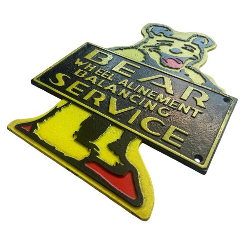 Bear Wheel Alignment Balancing Service Cast Iron Sign