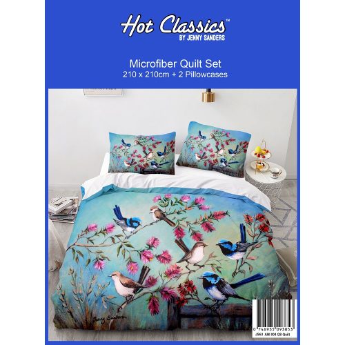 Blue Wren Queen Bed Quilt Cover Set