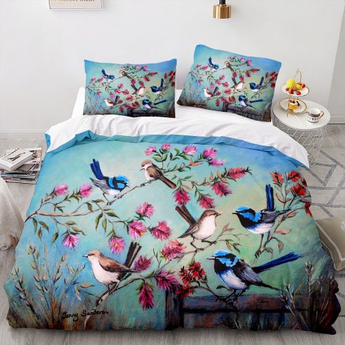 Blue Wren Queen Bed Quilt Cover Set