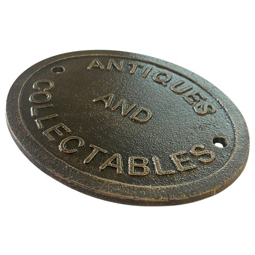 Alternative view of Cast Iron Antiques and Collectables Sign 18cm