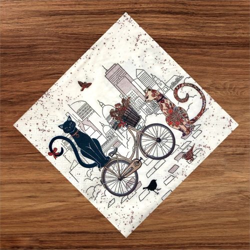 Cat Couple Bicycle Napkins