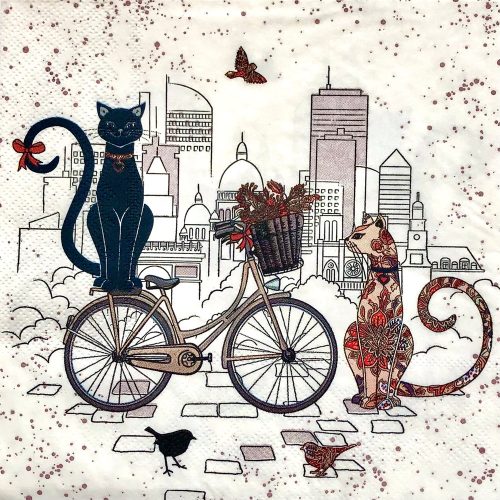 Cat Couple Bicycle Napkins