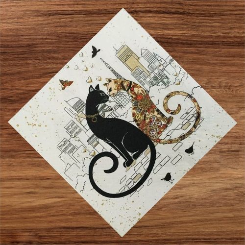 Cat Couple Paris Napkins