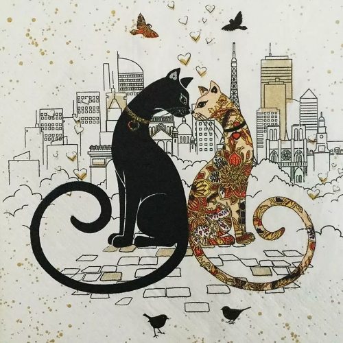 Cat Couple Paris Napkins