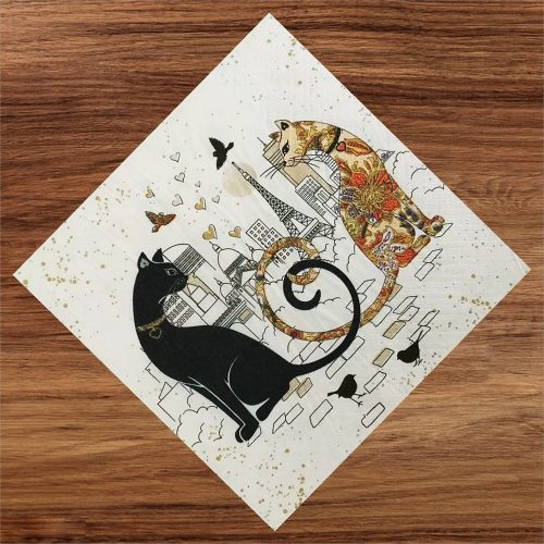 Cat Couple in Paris Napkins