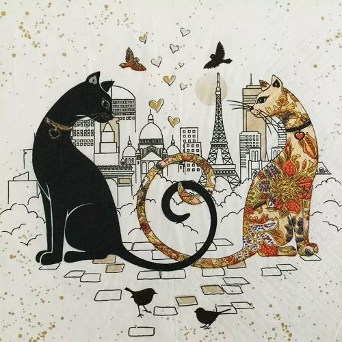 Cat Couple in Paris Napkins