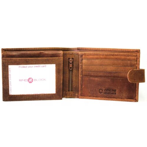 RFID Leather Wallet Brown