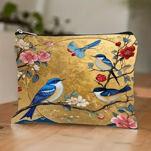 Floral Bird Makeup Bag