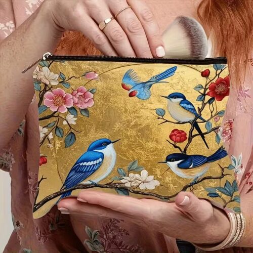 Floral Bird Makeup Bag