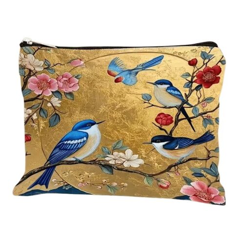 Floral Bird Makeup Bag