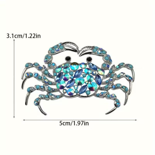 Blue Crystal Crab Brooch