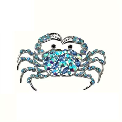 Blue Crystal Crab Brooch