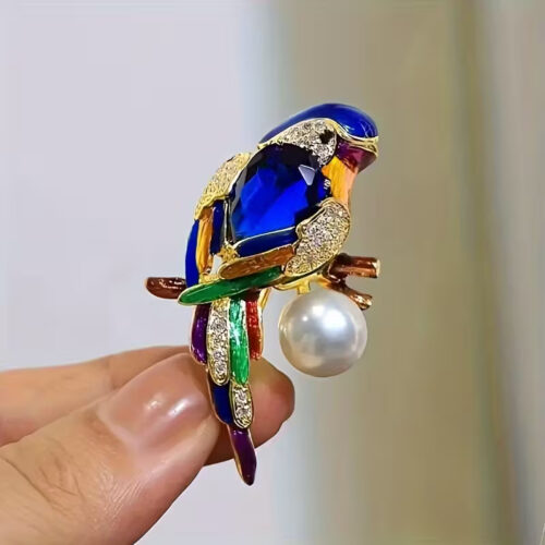 Blue Parrot Brooch Pin