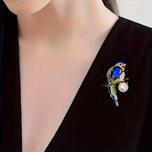 Blue Parrot Brooch Pin