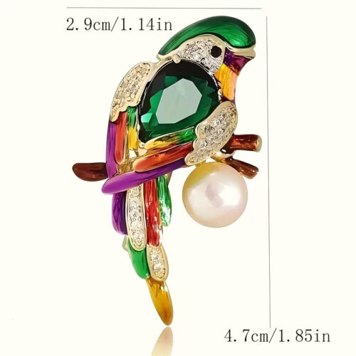 Green Parrot Brooch Pin