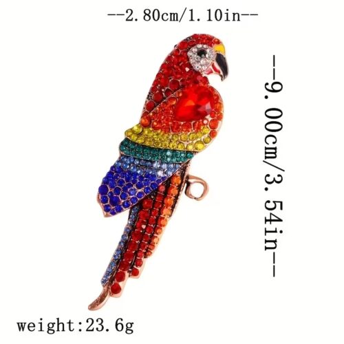 Red Parrot Brooch Pin