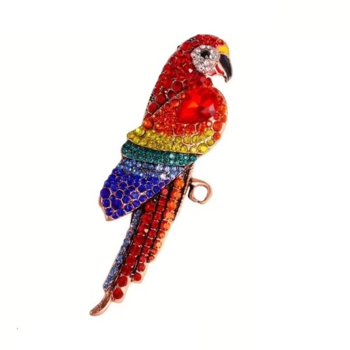 Red Parrot Brooch Pin