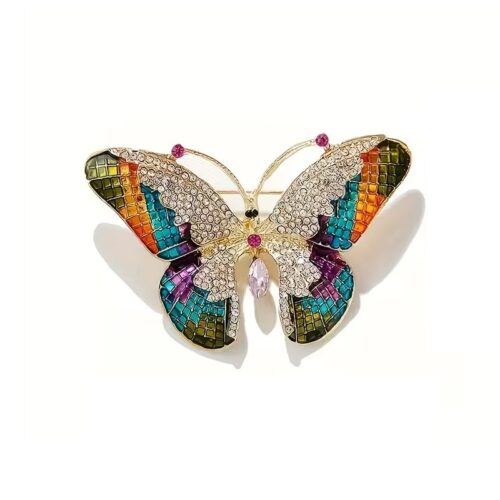 Rhinestone Enamel Butterfly Brooch