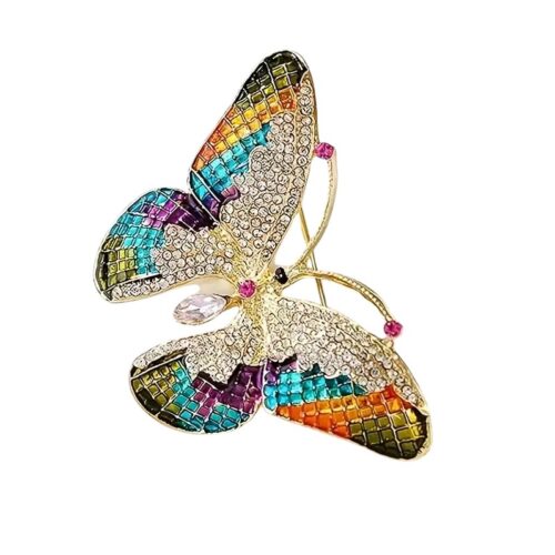 Rhinestone Enamel Butterfly Brooch