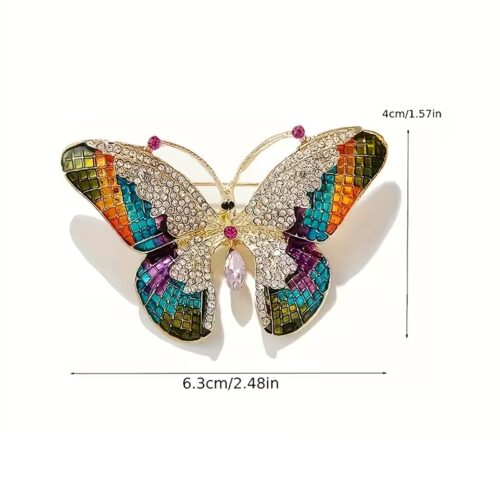 Rhinestone Enamel Butterfly Brooch