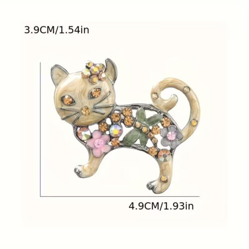 Vintage Floral Cat Brooch