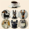 Wooden Dog Coaster Set