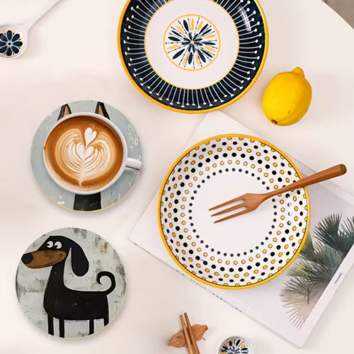 Wooden Dog Coaster Set