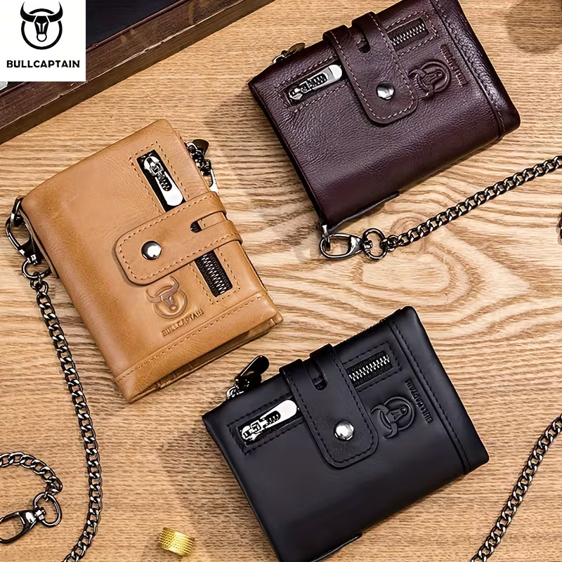 BULLCAPTAIN Bifold Leather Wallet
